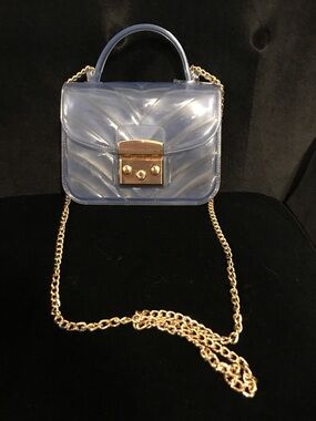NWT-Clear Blue Top-Handle Crossbody Bag with Gold Hardware